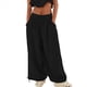 thumbnail image 1 of Pantalones Holgados Informales de Algodón para Mujer, de Pierna , con Costuras de Cordón y Bolsillos. Negro M, 1 of 7