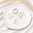 thumbnail image 2 of Ceramic Jewelry Tray, Initial Ring Dish Trinket Plate Engagement Gift, Small Personalized Monogram Ring Bowl for Wedding, White Decorative Jewelry Holder for Women Vanity -Letter E, 2 of 7