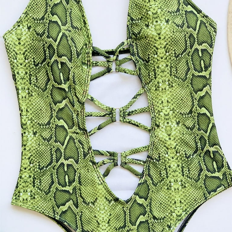 Lime green snakeskin bathing suit deals