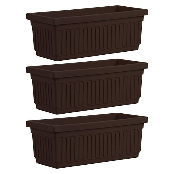 HC Companies 29.5 In Outdoor Fluted Plastic Venetian Flower Box (3 Pack)