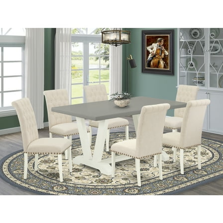 Modern 7-Piece Dining Set - Table6 Chairs - Kitchen Dining Room Furniture