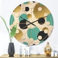 thumbnail image 2 of Designart 'Blue and Gold Circles ' Mid-Century Modern Wood Wall Clock, 2 of 5