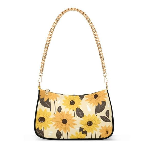 Ryvnso Sunflower Womens Chain Shoulder Bag Tote Handbags Clutch Hobo Purse with Zipper for Travel
