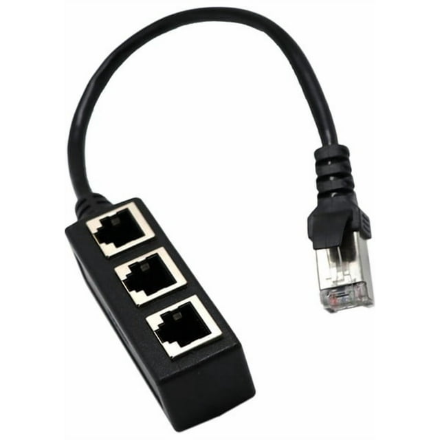 Adaptateur Ethernet Splitter RJ45 à 3 Voies Noir, avec Trois ports RJ45 et un Seul Câble de Connecteur. Conçu pour Convertir un port de Réseau en Trois, Cet Adaptateur compact et durable Est Idéal pour la Maison Ou le Bureau. Il Comprend des Connecteurs Plaqués or pour une Clarté de signal Supérieure, un Blindage Avancé pour Réduire les Interférences Électromagnétiques, et une Conception en Plastique ABS Robuste pour une performance durable. Convient à une transmission de Données Haute Vitesse, stable et à une expansion Efficace du Réseau.