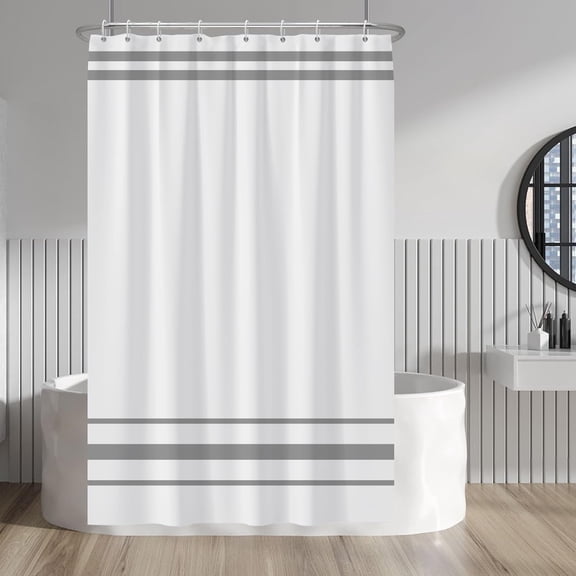Boho Grey Striped Shower Curtain Minimalism Style Modern Shower Curtain for Bathroom Dormitory Cubicle Waterproof Fabric Shower Curtain Bathroom Decorations with Hooks 36x72 Inches