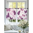 thumbnail image 4 of Purple Butterfly Sheer Curtains 54 Inch Long 2 Panels, Pink Bug Modern Art Cartoon Style Light Filtering Rod Pocket Semi Sheer Curtains, Sheer Voile Drapes for Living Room Bedroom, 52"x54", 4 of 5