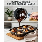 Cook N Home 1-Quart Nonstick Sauce Pan with Lid, Professional Granite Saucepan Non Stick Small Cooking Pots with Stay-Cool Silicone Handle, Heavy Gauge Aluminum Induction Cookware, Marble