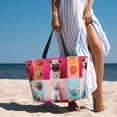 thumbnail image 6 of Balery Colorful Dog Cat Collage Beach Travel Bag - Water-Resistant, Large Capacity Lightweight Tote with 7 Pockets for Women and Men - Perfect for Beach, Pool, Gym, and Travel, 6 of 7