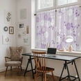 thumbnail image 5 of Purple White Floral Tier Curtains 54 Inch Length, Spring Botanical Leaves Farmhouse Cafe Short Curtains for Bathroom Over Sink, Small Kitchen Curtain Light Filtering Drapes 2 Panels 27.5"Wx54"L, 5 of 8