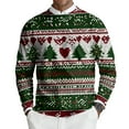 thumbnail image 2 of Dwelliawo Sweaters for Men Knit Xmas Christmas Print Graphic Sweater Casual Crewneck Ribbed Sweaters Slim Fit Fall Winter Pullover Sweaters Clearance Green M, 2 of 6