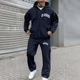 thumbnail image 2 of BOOMNY Mens Sweatsuits Letter Graphic Hoodies Sweatpants 2Pcs Gym Sweat Suits Running Jogging Fall Winter Athletic Tracksuit Outfits, 2 of 5