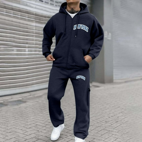Men's Casual Sweatsuit 2 Piece Long Sleeve Track suits Athletic Full Zip Active Sports Sets Casual Athletic Jogging Warm Up Sets