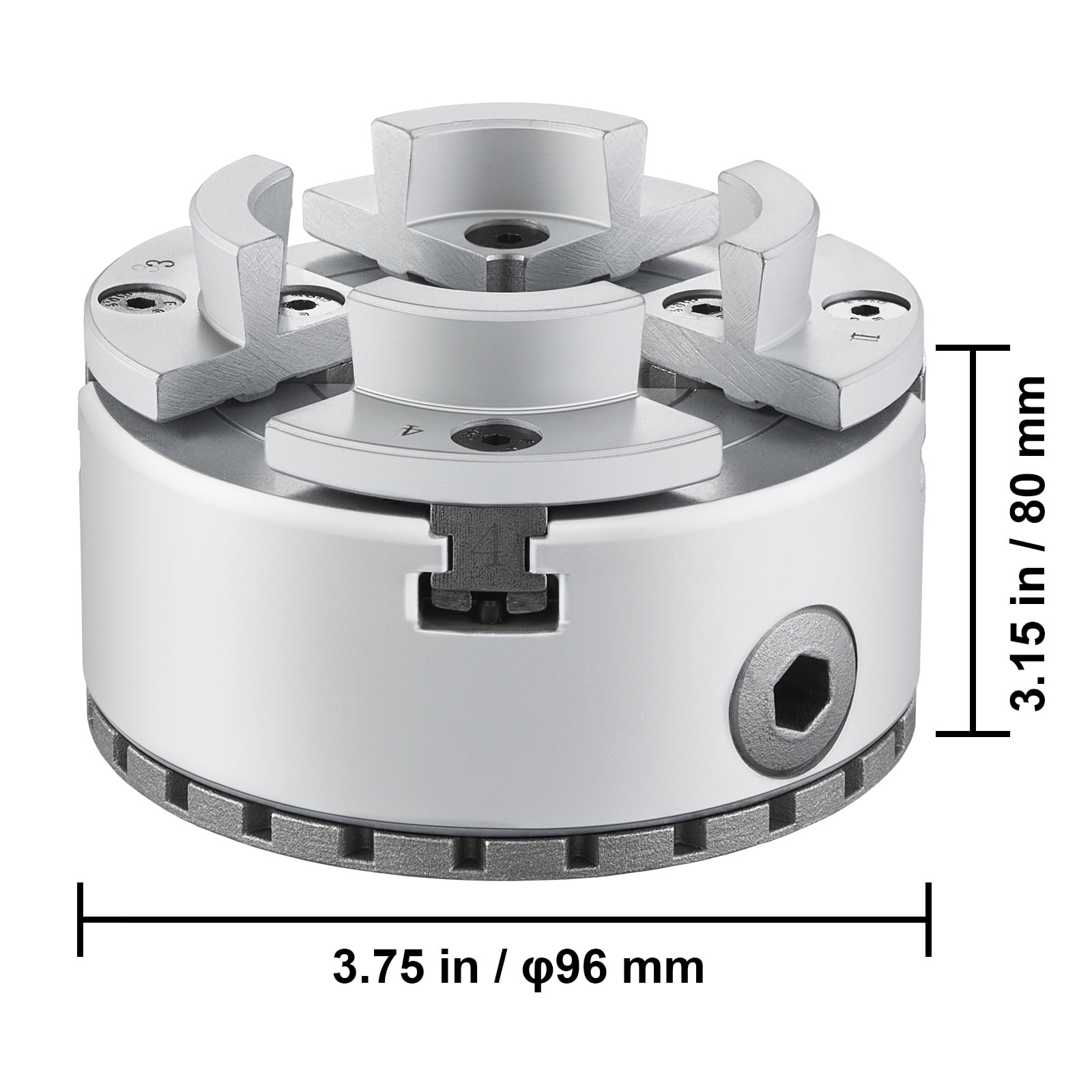 SKYSHALO KP96 Lathe Chuck, 4-Jaw, 3.75" Size, Metalworking Lathe Chuck for Turning Machines, Self-Centering Feature, Suitable for Lathes, Precision Crafting, Grinding, and Milling Devices