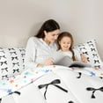 thumbnail image 5 of Manfei Princess Kawaii Bow 7pcs Bedding Comforter Set for Kids, White Black Cartoon Queen Bedding Sets, Cute Bowknot Reversible Queen Sheet Sets, Lightweight Room Decor, 5 of 8