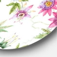 thumbnail image 3 of Designart 'Pink Passionflower Flowers and Petals' Traditional Circle Metal Wall Art 36x36 - Disc of 36, 3 of 5