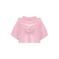 thumbnail image 2 of Hansber Kids Girls Short Sleeve Hooded Crop Top Solid Color Short Hooded Sweatshirt Stage Performance Pink 10, 2 of 7