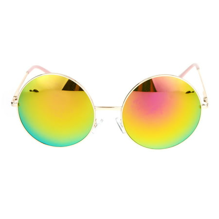 SA106 Oversize Hippie Groovy Round Circle Lens Retro Sunglasses Gold Peach