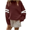 thumbnail image 3 of Horkkom Plus Size Sweatshirts for Women Pullover Crewneck Sweatshirts Casual Fall Color Block Blouses XXXXXL, 3 of 7