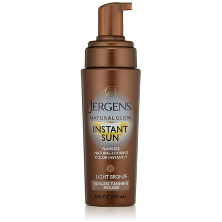 Jergens Natural Glow Instant Sun Sunless Tanning Mousse Light Bronze - 6 (Best Instant Fake Tan For Pale Skin)