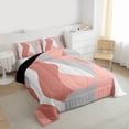 thumbnail image 3 of jejeloiu Modern Geometric Striped Full Size Comforter Sets,Pink White Gray Bedding Sets For Girls Kids Reversible 3 Pieces, 3 of 8