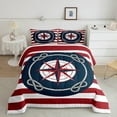 thumbnail image 2 of Erosebridal Compass Life Buoy Bedding Comforter Set, Red White Geometric Stripe Down Comforter, Nautical Room Decorative, Reversible 2 Pieces, 2 of 6