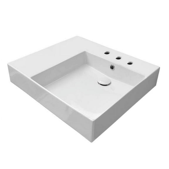 Nameeks Scarabeo 5148-Three Hole Teorema 2.0 Plus 23-5/8" Rectangular Ceramic Wall Mount /