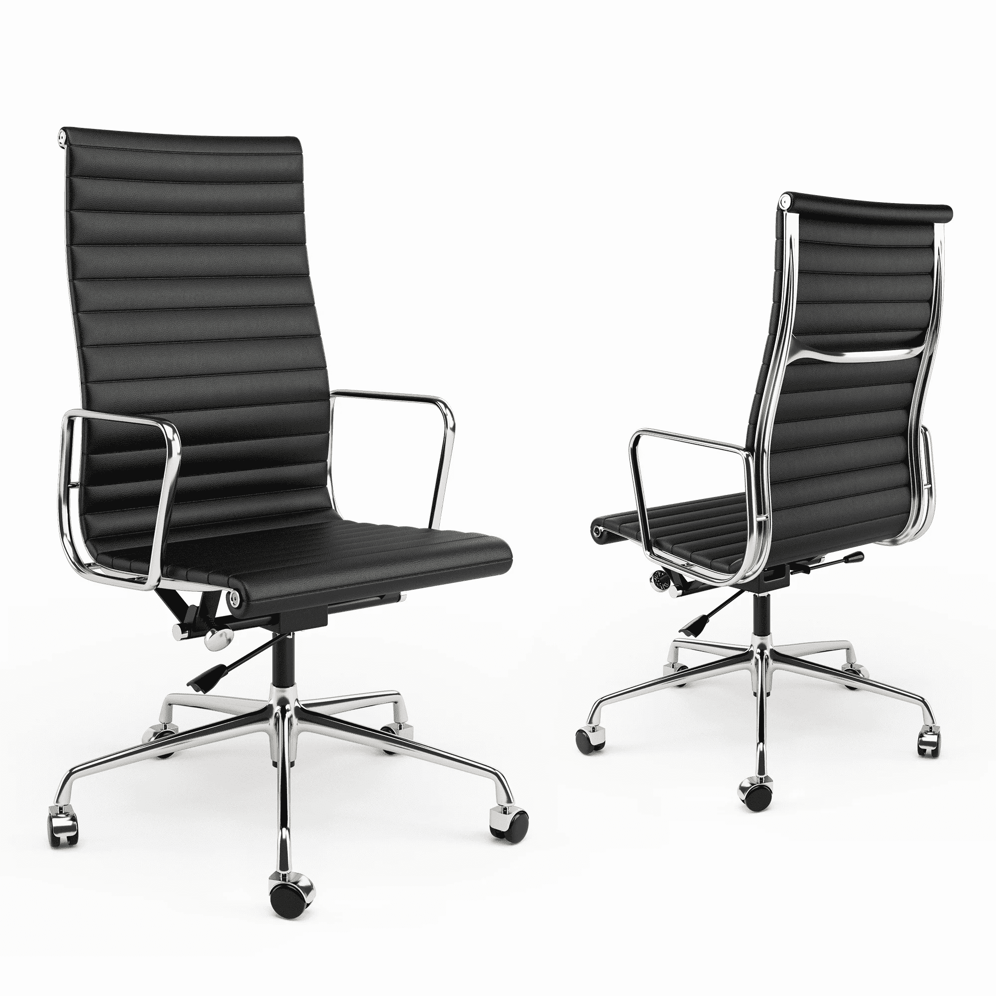 Cottinch Ribbed Office Chair High Back Genuine Leather Ergonomic Desk Chair with Arms, Adjustable Height Executive Conference Task Chair Swivel Chair for Home Office, Black