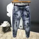 thumbnail image 3 of Pantalones vaqueros con estampado de hip hop y gráficos punk para hombre, pantalones harén, pantalones vaqueros masculinos de alta calidad, tendencia 2024, vaqueros góticos de invierno, 3 of 4