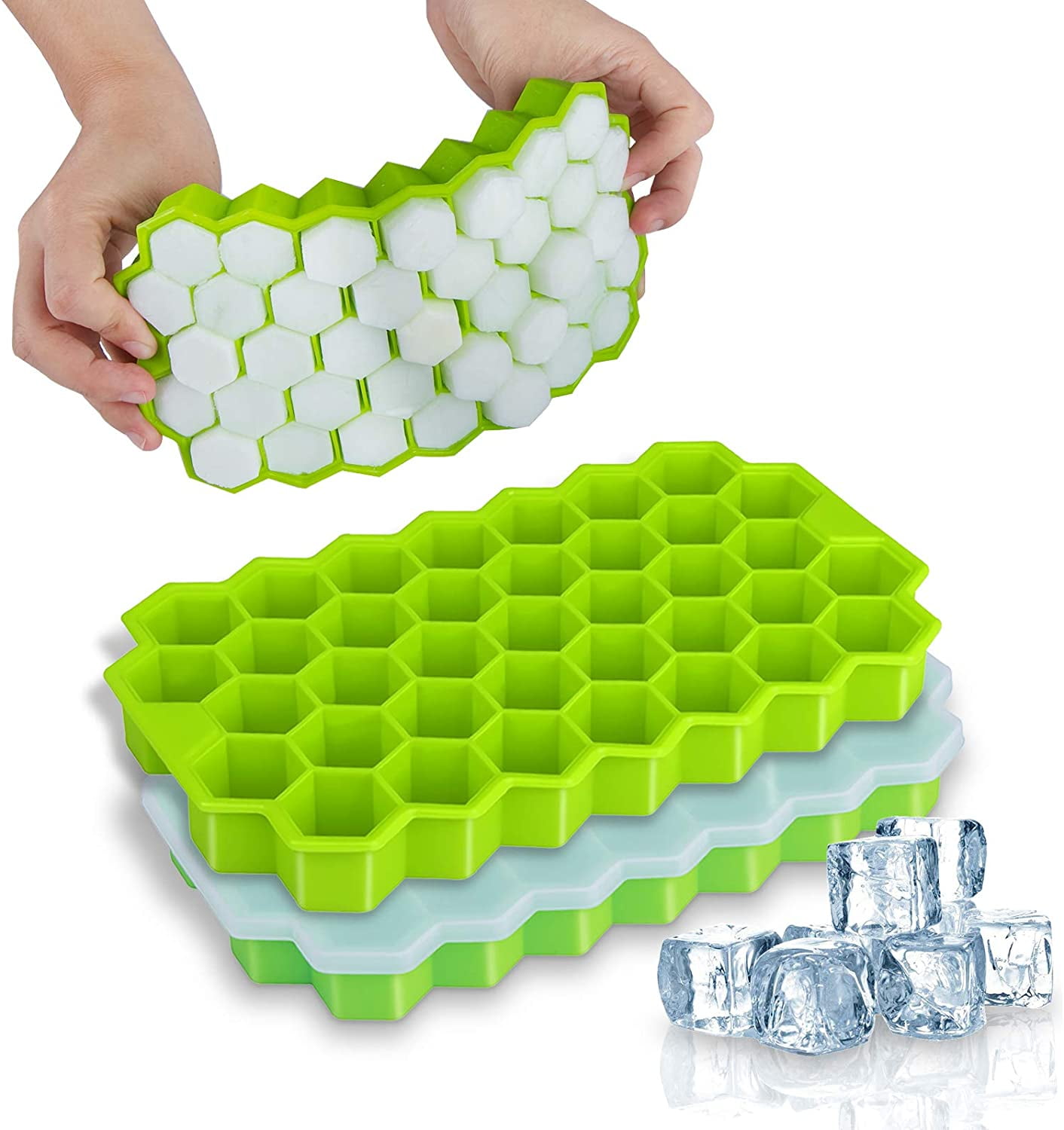 Ice Cube Trays 3 Packs Chocolate Whiskey 3 LivingAid Silicone Ice Cube Tray with Lid Super Easy Release Ice Cube Molds Stackable silicone ice tray BPA Free for Baby Food Cocktail 