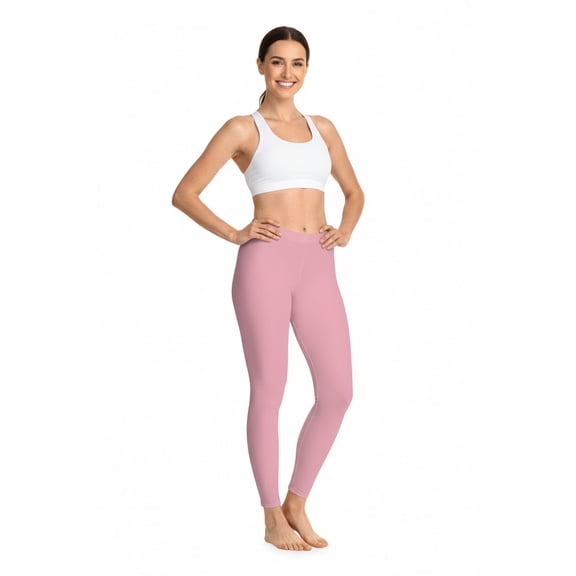 Petal Pink Color Leggings Women Poly-Span Solid Color Print Pink Leggings 15