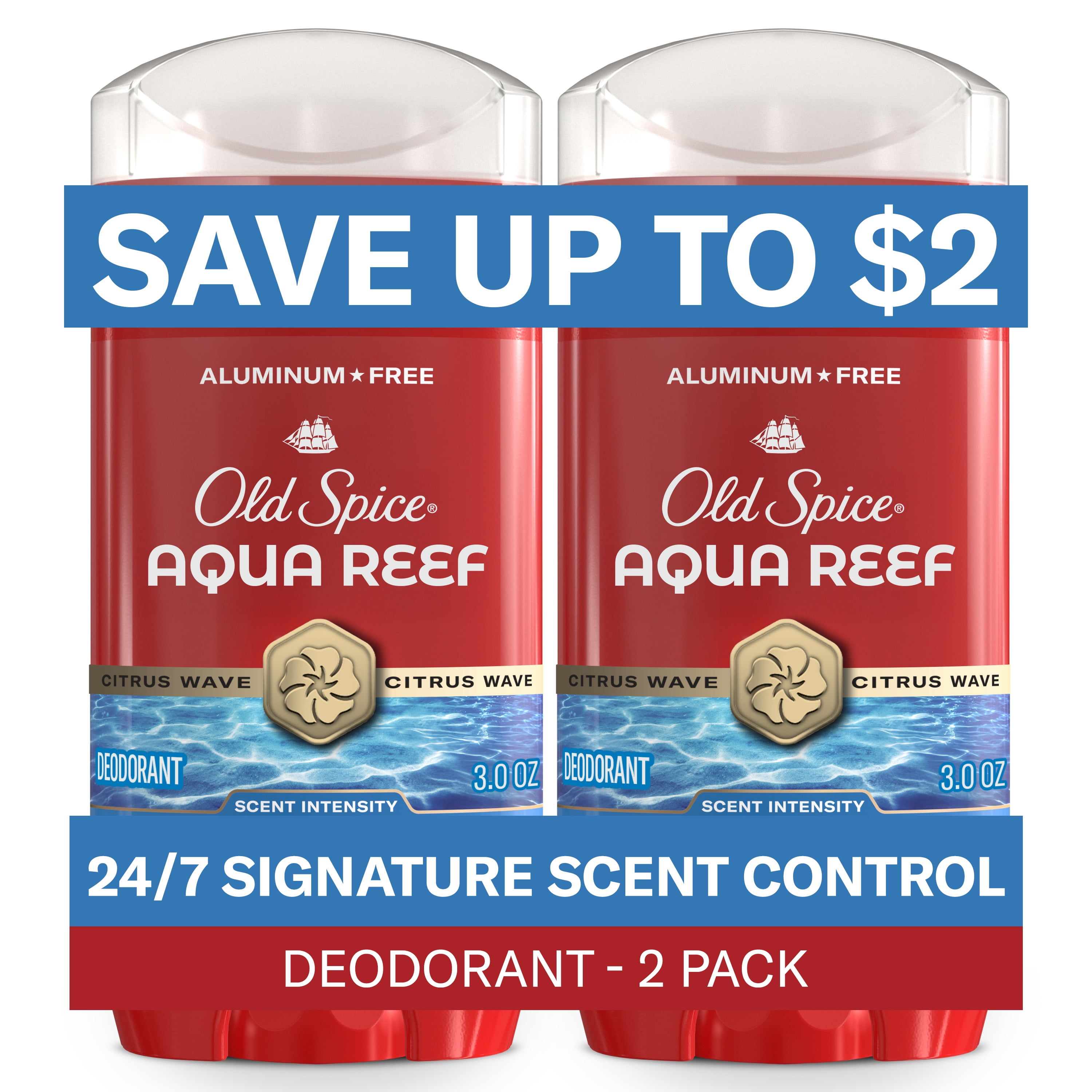 (3 pack) Old Spice Aluminum Free, Men's Deodorant, Aqua Reef, 3.0 oz (2 Pack)