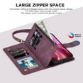 thumbnail image 3 of ELEHOLD Case for iPhone 16 Plus, PU Leather Zipper Wallet Flip Folio Case with Card Holder &  Wrist Strap &  Stand,Winered, 3 of 6