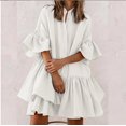 thumbnail image 1 of chiffon loose solid color high-end dress white L, 1 of 6