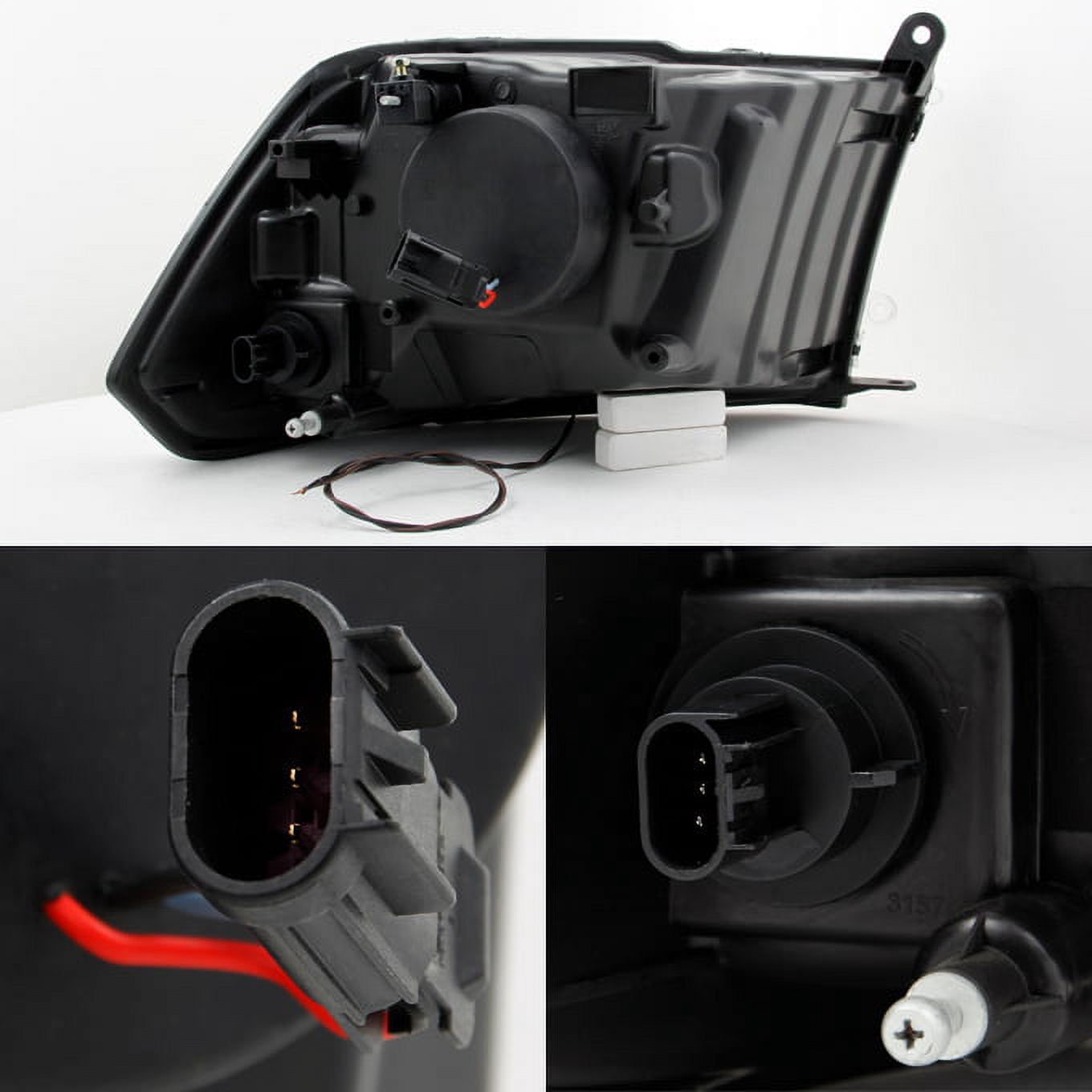 AKKON - For 2009-2018 Dodge Ram 1500 2500 3500 LED Angel Eye Projector Black Pair Headlights Headlamps Housing