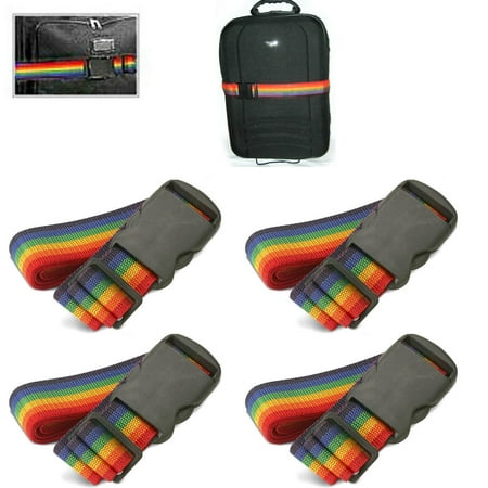 Trisonic New 4 Travel Luggage Suitcase Strap Baggage Backpack Bag Rainbow Color Belt (Best International Travel Luggage 2019)