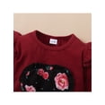 thumbnail image 6 of Qiylii Girls Fall Clothes Set, Heart Pullover Tops+Floral Trousers+Headdress, 6 of 8