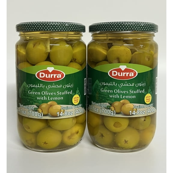 2-Pack - Durra Green Olives Stuffed with Lemon 14.8oz (420g) each