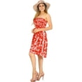 thumbnail image 2 of HAPPY BAY Women's Summer Boho Smocked Mini Swing Beach Dress Tube Top Strapless Dresses for Women One Size Crimson, Floral, 2 of 4