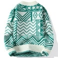 thumbnail image 7 of Men's Geometric Graphic Sweaters Crewneck Soft Knit Pullover Long Sleeve Crewneck Sweatshirts Loose Fit Jumper Tops (2XL, Green), 7 of 7