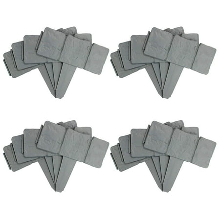 Homoyoyo Grey Plastic Stone Simulation Garden Fence 20 Pieces Easy Maintenance Decorative Outdoor Yard Border
