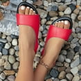 thumbnail image 2 of Hopeusnice Sandals for Women PU Materials Summer Shoes Breathable Non-Slip Women's Sandals Flat Heel Open Toe Sandals Soft Trendy Shoes for Beach Lightweight Walking Shoes Red 41, 2 of 4