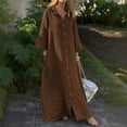 thumbnail image 2 of Laqbezok Women's Fashion Cotton Linen Shirt Dress, Solid Casual Long Sleeve Maxi Button-Down Dress, Elegant Loose Fit Cardigan Long Dress with Pockets, Versatile Everyday Caftan, 2 of 5