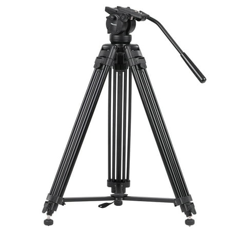 Video Tripod With Fluid Head KINGJOY VT-2500 Professional Mg-Al Alloy Video Photo Tripod Kit 360°Panorama Pan Fluid Ball Head for DSLR Camera Video Recorder DV Max Height 61 Inch Max Load 15KG ()