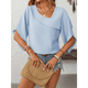 thumbnail image 4 of Blusas Informales Elegantes para Mujer, Blusas Asimétricas de Cuello en V para Trabajo, Camisas de Verano con Mangas con Volantes. Azul S, 4 of 7