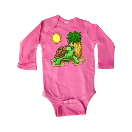 

Inktastic Summer Turtle in Sunglasses on the Beach with Pineapple Gift Baby Boy or Baby Girl Long Sleeve Bodysuit