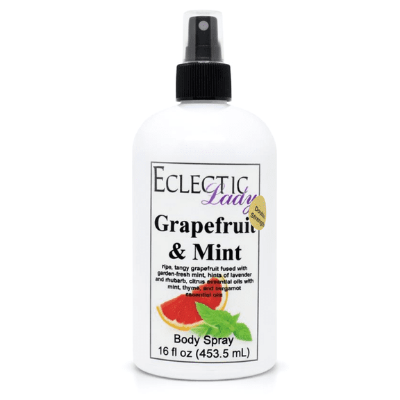 Grapefruit and Mint Body Spray, Eclectic Lady, Hydrating Mist, Unisex (Double Strength), 16 oz