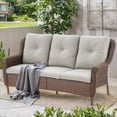 thumbnail image 2 of PARKWELL Outdoor Patio Sofa Furniture,Weather Resistant Wicker 3-Seat Couch with Deep Seat Anti-Slip Cushion,Beige, 2 of 10