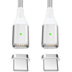 Magnetic USB C charging cable Magnetic data cable [2 pieces 1.2M] USB Type C cable 2.4A fast charging cable