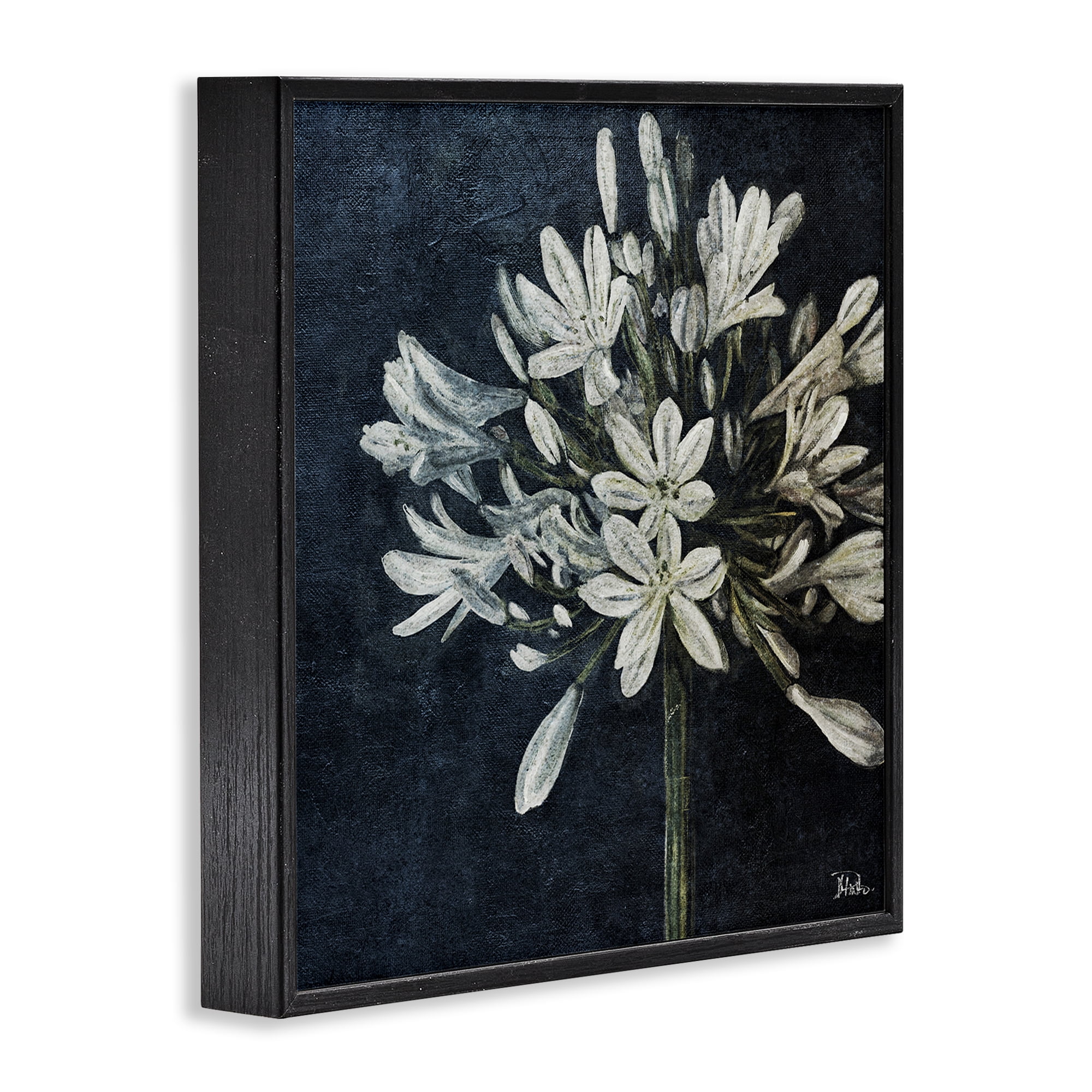 Stupell Industries White Herb Blooms Botanical & Floral Painting Black Framed Art Print Wall Art, 12 x 12