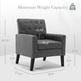 thumbnail image 3 of LUE BONA Linen Accent Chairs Set of 2 18.5" H, Comfy Living Room Chair, Modern Armchair Adult for Small Space, Bedroom, Carbon Gray, 3 of 5